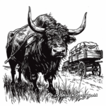 Brave Oxen Pulling Wagons on the Oregon Trail Coloring Pages 3