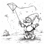 Breezy Gnome Kite Flying Coloring Sheets 1