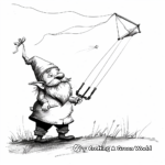 Breezy Gnome Kite Flying Coloring Sheets 3