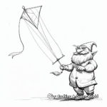 Breezy Gnome Kite Flying Coloring Sheets 4