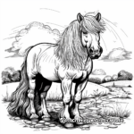 Breton Draft Horse in Field: Countryside Scene Coloring Page 2