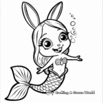 Bunny Mermaid with Sea Creature Friends Coloring Pages 1