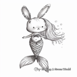 Bunny Mermaid with Sea Creature Friends Coloring Pages 2