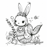 Bunny Mermaid with Sea Creature Friends Coloring Pages 4