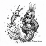 Bunny Mermaid with Seahorse Friends Coloring Pages 1