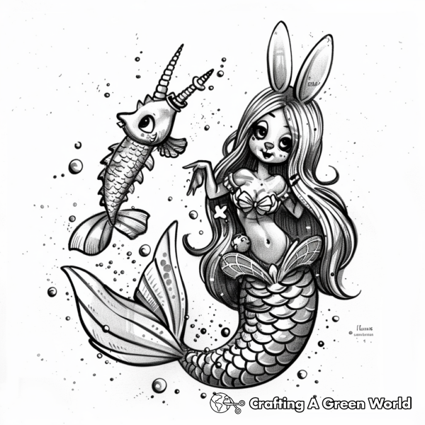Mer Rabbit Coloring Bunny Mermaid Coloring Pages - Free & Printable!