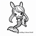Bunny Mermaid with Seahorse Friends Coloring Pages 2