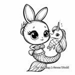 Bunny Mermaid with Seahorse Friends Coloring Pages 3