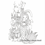 Bunny Mermaid with Underwater Castle Coloring Pages 2