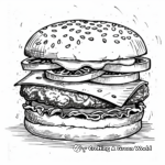 Burger Party Coloring Pages: Variety of Burgers 1