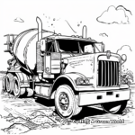 Busy Construction Site Cement Truck Coloring Sheets 1
