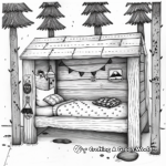 Cabin Bed Adventure-Themed Coloring Pages 2