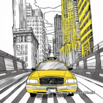 Canary Yellow Taxi in the City Coloring Pages 1