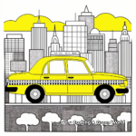 Canary Yellow Taxi in the City Coloring Pages 3
