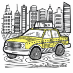 Canary Yellow Taxi in the City Coloring Pages 4