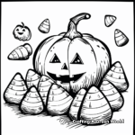 Candy Corn with Halloween Elements Coloring Pages 3