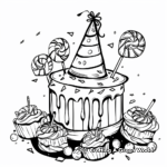 Candy Decorated Witch Hat Coloring Pages 1