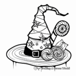 Candy Decorated Witch Hat Coloring Pages 3