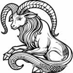 Capricorn Zodiac Sign: Detailed Coloring Pages 1