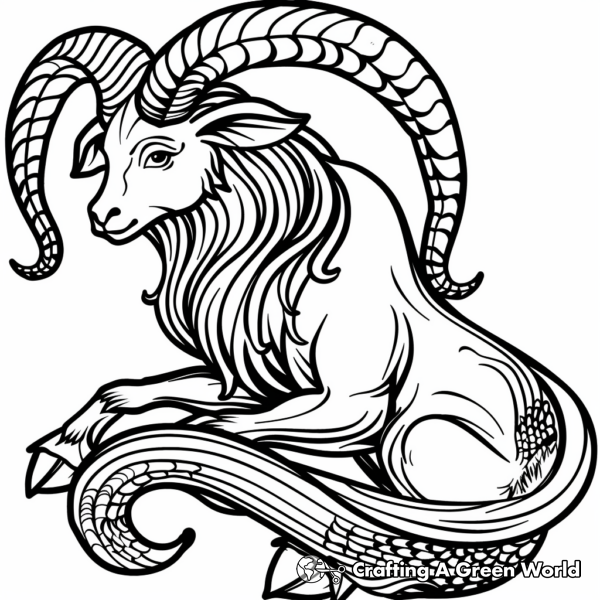 Capricorn Zodiac Sign: Detailed Coloring Pages 1