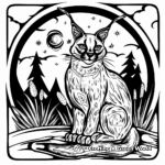 Caracal at Night: Nocturnal Scene Coloring Pages 2