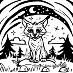 Caracal at Night: Nocturnal Scene Coloring Pages 3