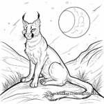 Caracal at Night: Nocturnal Scene Coloring Pages 4