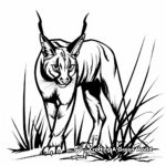 Caracal Hunting Prey Coloring Pages 3