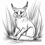 Caracal Hunting Prey Coloring Pages 4