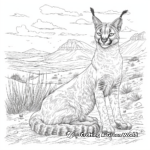 Caracal in the Desert Coloring Pages 2