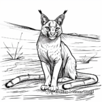 Caracal in the Desert Coloring Pages 3