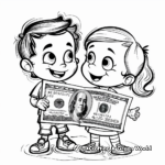Cartoon Dollar Bill Coloring Pages for Children 1