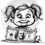 Cartoon Dollar Bill Coloring Pages for Children 2