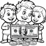 Cartoon Dollar Bill Coloring Pages for Children 3