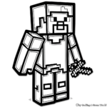 Cartoon-Style Minecraft Steve Coloring Pages for Kids 1