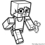 Cartoon-Style Minecraft Steve Coloring Pages for Kids 4