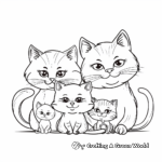 Cat Family Coloring Pages: Male, Female, and Kittens 1