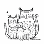 Cat Family Coloring Pages: Male, Female, and Kittens 3