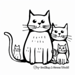Cat Family Coloring Pages: Male, Female, and Kittens 4
