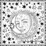 Celestial Dream Moon and Stars Coloring Pages 1