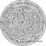 Challenging Circular Maze Coloring Pages 1