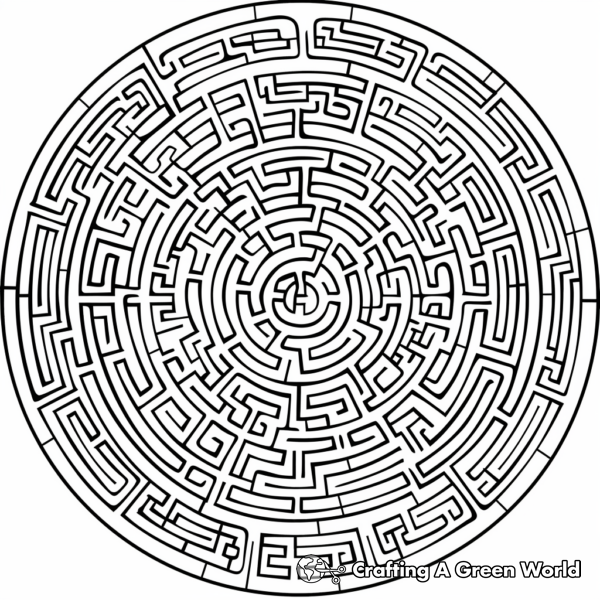 Challenging Circular Maze Coloring Pages 1