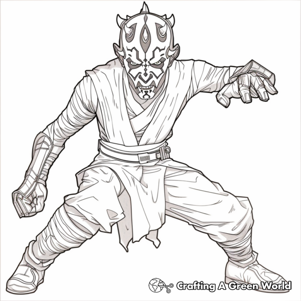 Challenging Darth Maul Action Pose Coloring Pages 1