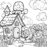 Charming Garden Scene Full Size Coloring Pages 1