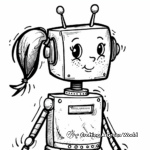 Charming Girl Robot Coloring Pages 1