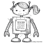 Charming Girl Robot Coloring Pages 4