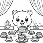 Charming Tea Party Kawaii Bear Coloring Pages 1