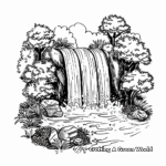 Charming Waterfall Scenery Coloring Pages 2