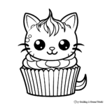 Cheeky Cat with Chocolate Cupcake Coloring Pages 1