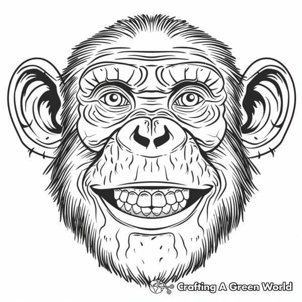 Cheerful Chimpanzee Face Coloring Pages 1